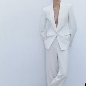 ZARA COLLECTION TUXEDO JACKET Light Gray Size L